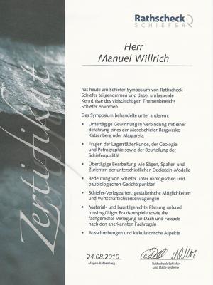 Zertifikat Ratscheck Schiefer